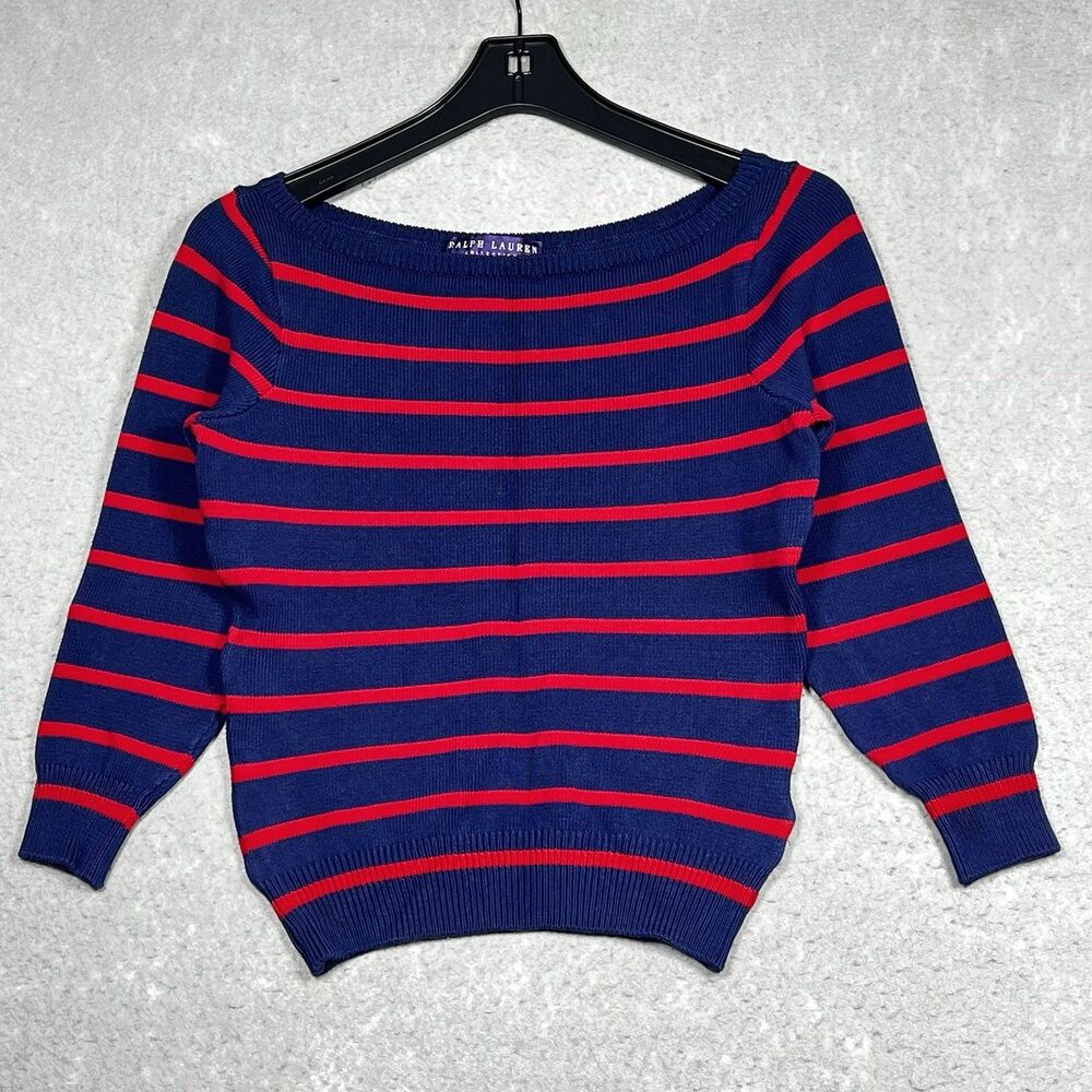 Ralph Lauren Purple Label Sweater Blouse Womens Size Small 3/4 Sleeve Office
